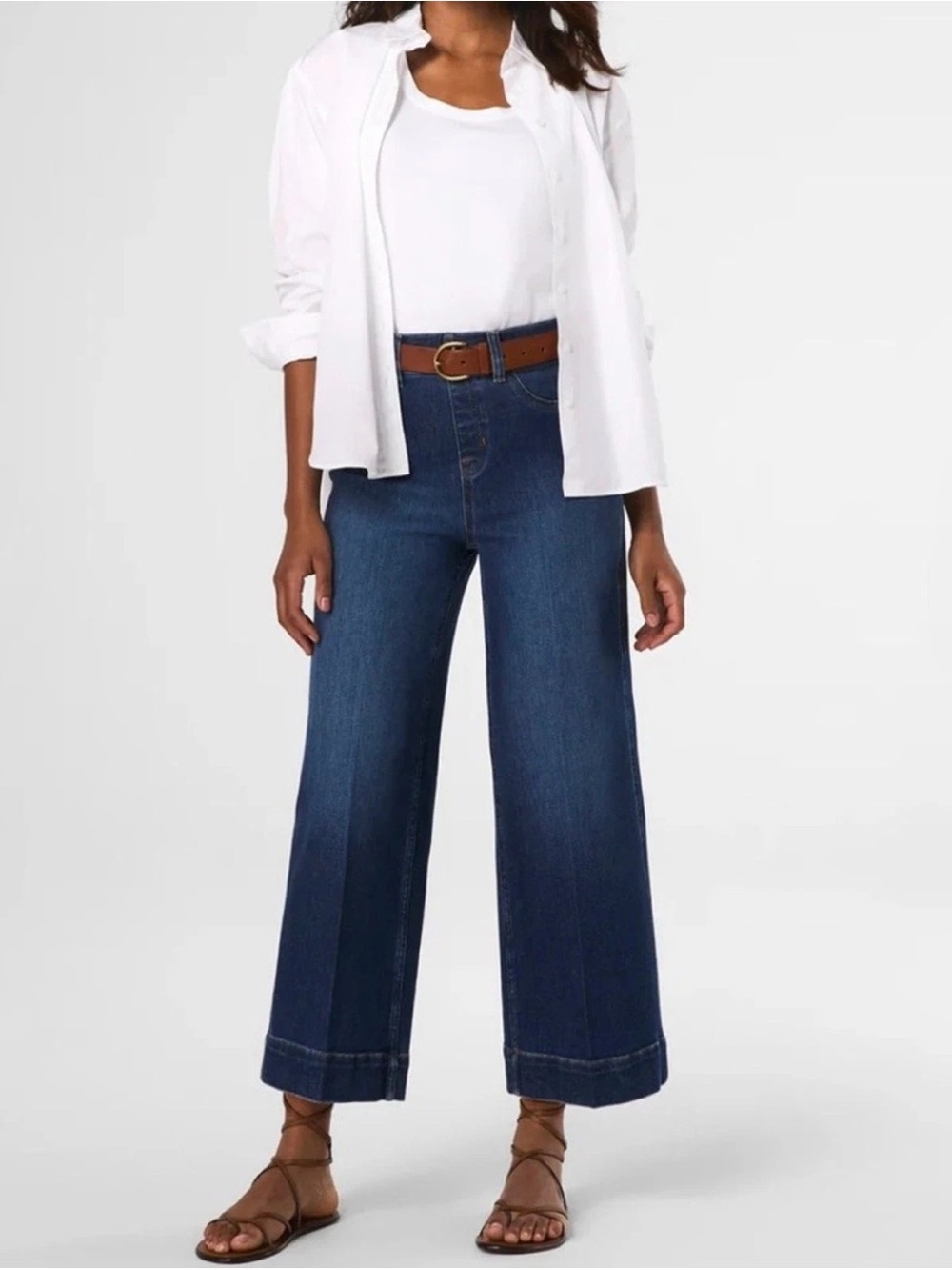 SPANX SPANXshape™ EveryWear Cropped Wide Leg Jeans Women's Size M Blue Stretch - Picture 2 of 15